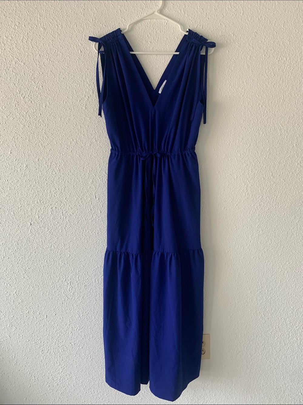 Calvin Klein Sleeveless V-Neck Tie-Shoulder Maxi Dress in Royal Blue - Picture 2 of 6